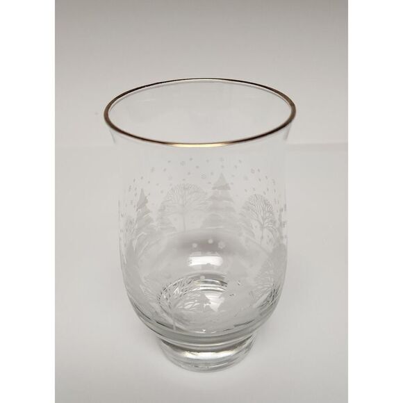 Libbey Arby's Christmas Etched Vintage 10oz Pinecone Gold Rim Glasses Lots Of 6 - Picture 3 of 9